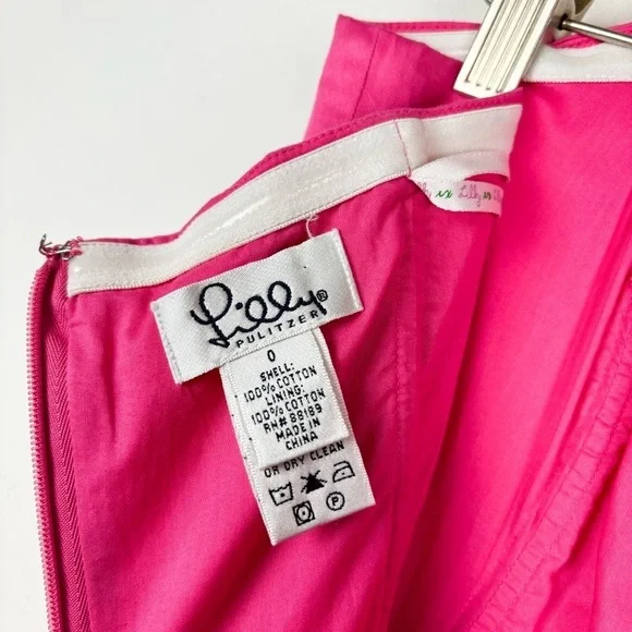 Vintage Lilly Pulitzer Hot Pink Belted Strapless Dress Sz 0 - Picture 7 of 11